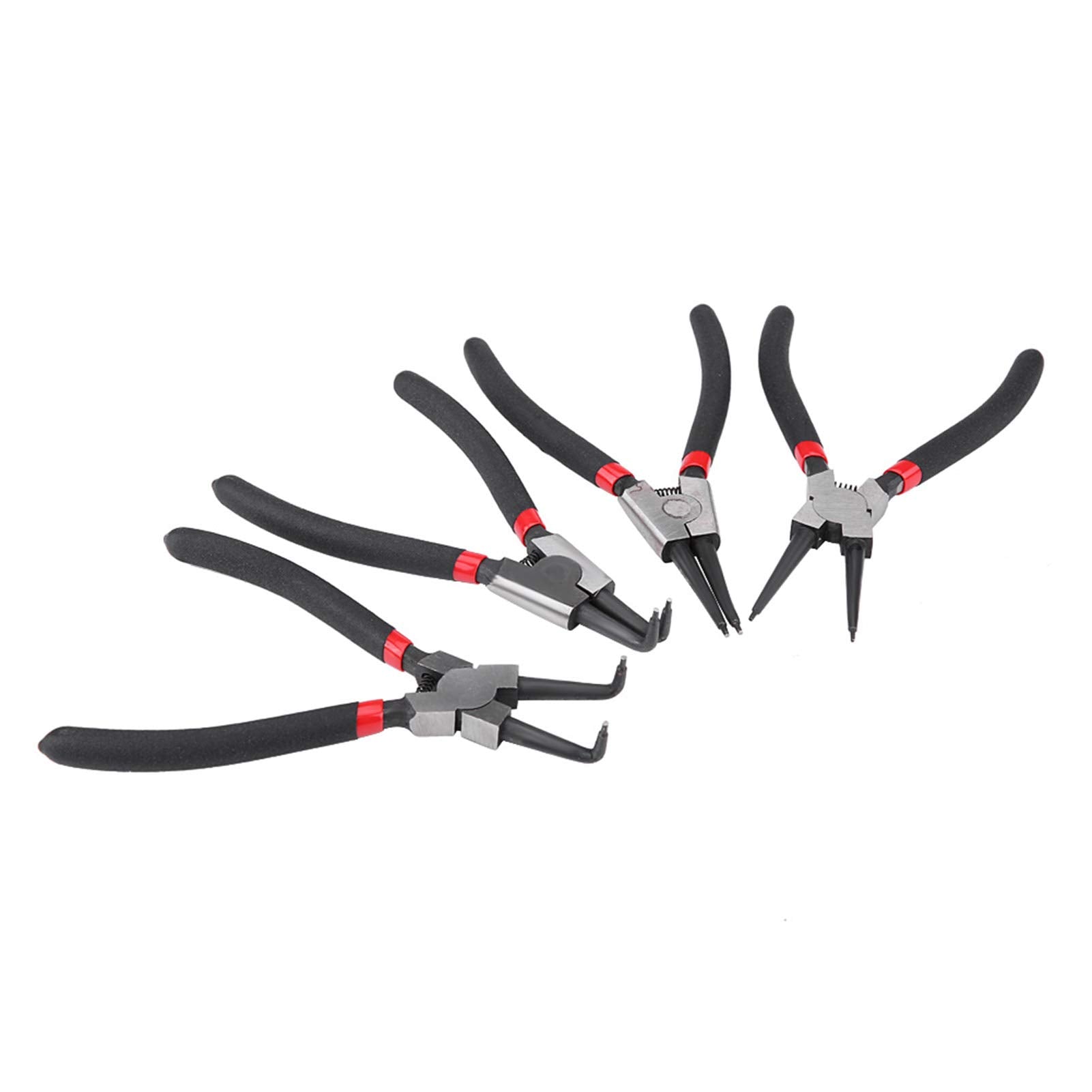 Qiilu - Juego de alicates para anillos de presión de 7 pulgadas, alicates para anillos de seguridad, internos/externos, doblados, rectos, para anillos de retención, herramienta para quitar anillos (