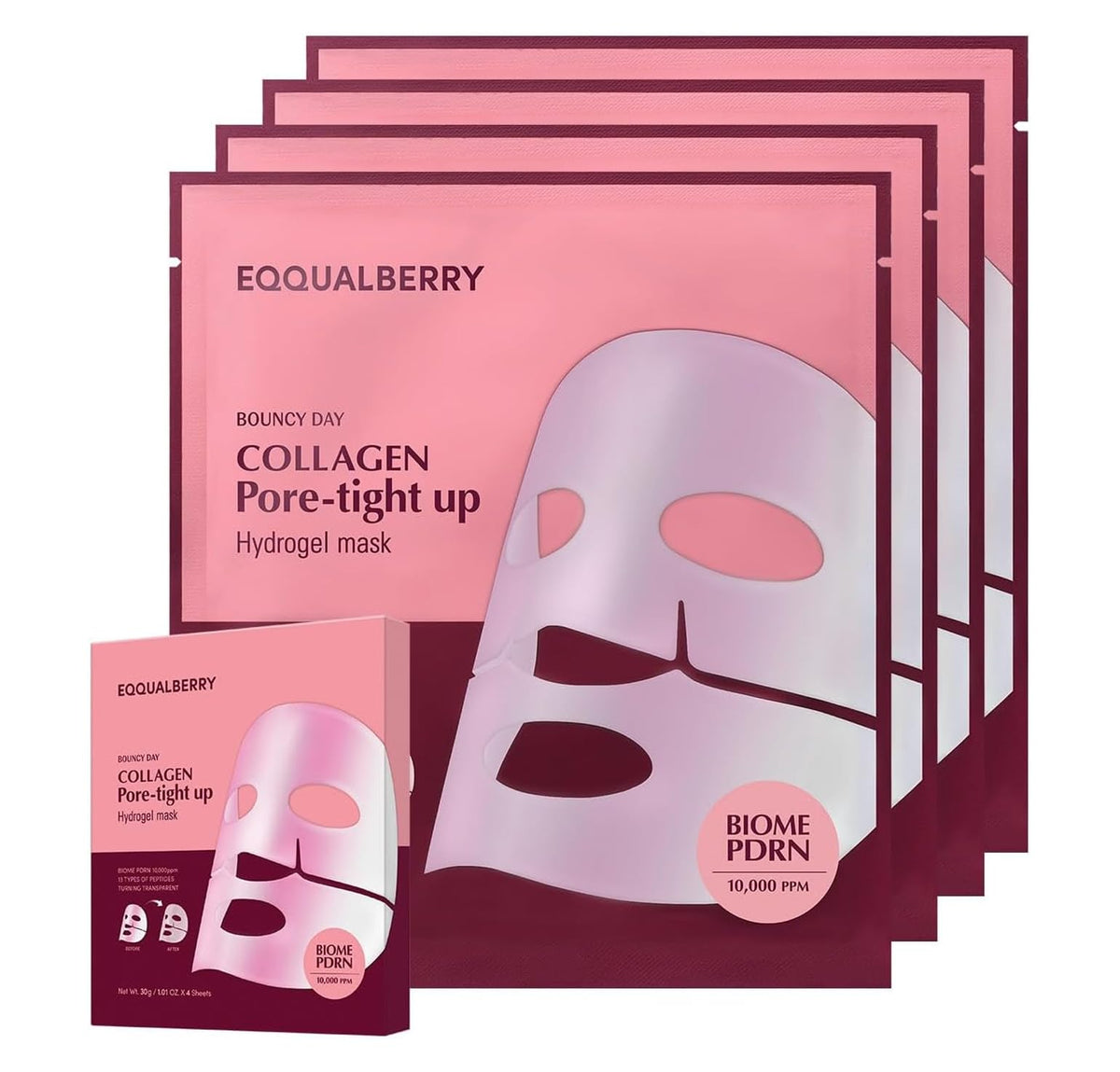 EQQUALBERRY Mascarilla Facial en Lámina Colágeno PDRN Péptidos