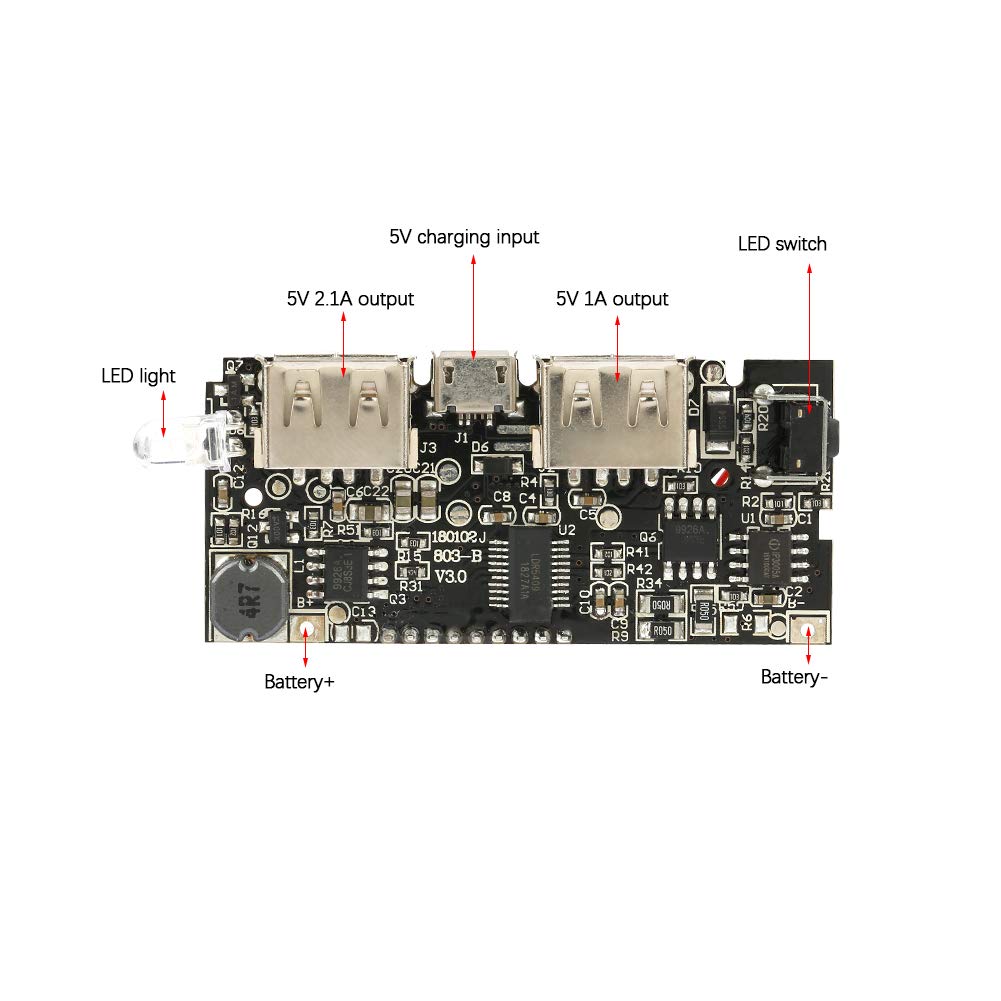 Módulo de Carga Dual USB Walfront Pantalla LCD Banco de Energía 5V