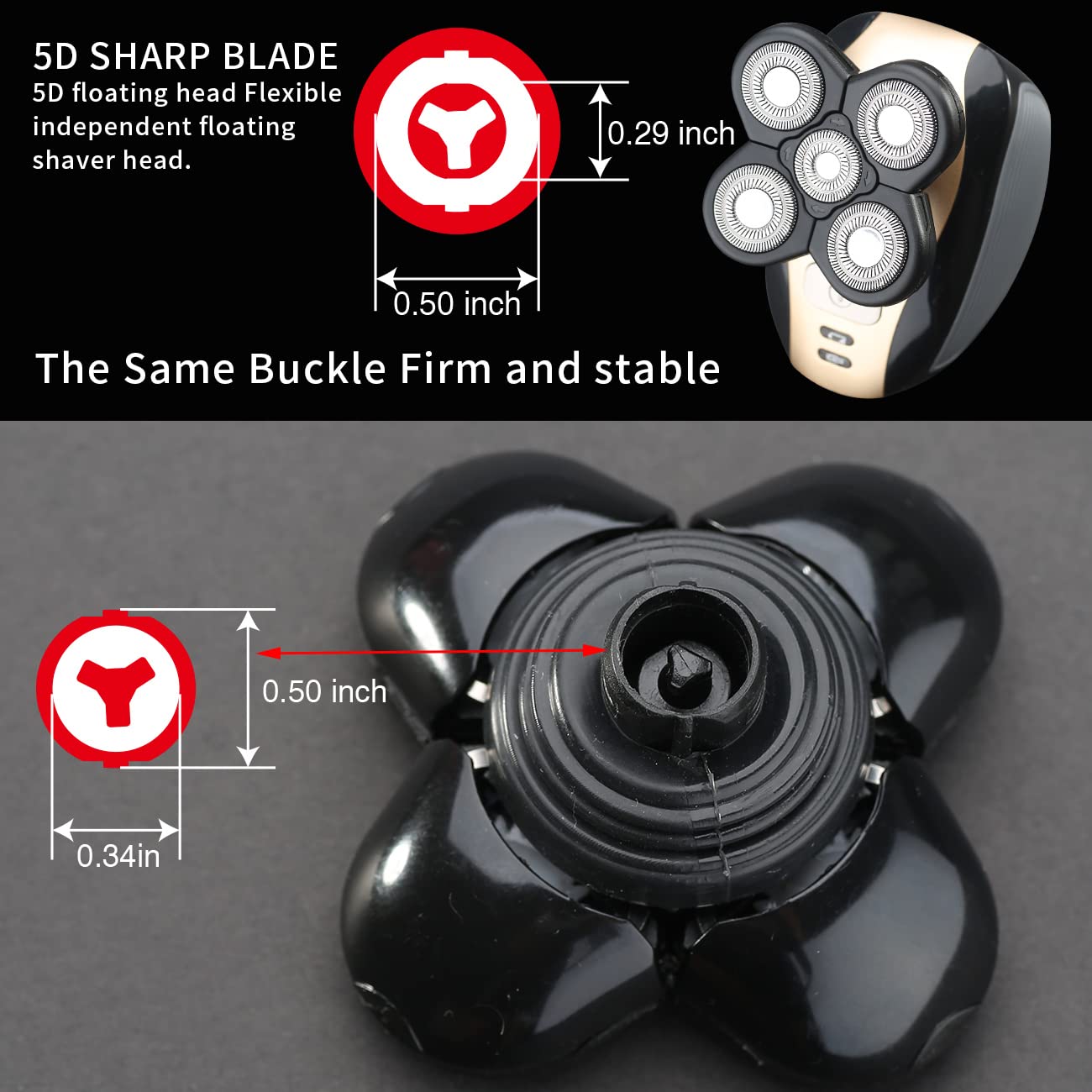Cabezales de repuesto para afeitadora eléctrica de 5 cuchillas, cabezal de afeitadora eléctrica, cuchilla de repuesto universal, cabezal de afeitadora eléctrica para limpieza (negro 5D)