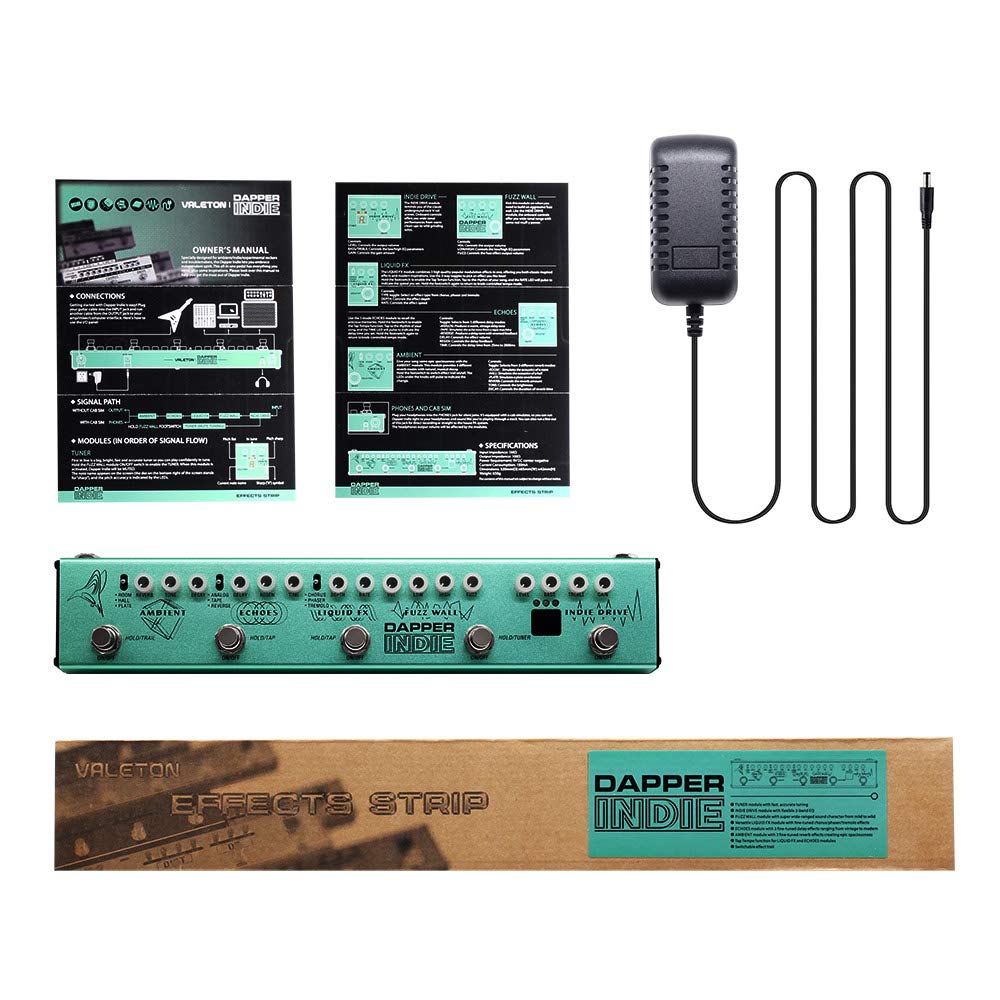 Valeton - Pedal de guitarra multiefectos Dapper Indie of Distortion Reverb Delay Chorus Fuzz and Phaser Tremolo para indie Ambient Psicodélico Grunge Post Rock Stoner Metal Retro tono alternativo