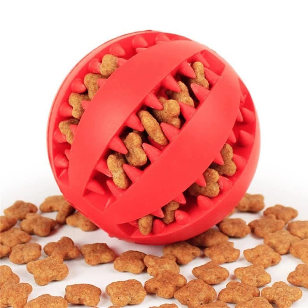 LISAPRO Pelotas Grandes de Goma para Mascotas, duraderas, funcionales para Limpieza y Cuidado Dental para Mascotas, Juguete para Perro, Pelota de Goma Resistente a mordeduras (1PCS Azul + 1PCS Rojo)