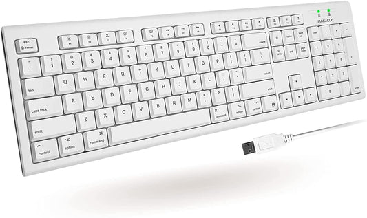Teclado USB Completo Macally Blanco Compatible con Apple para Mac y MacBook