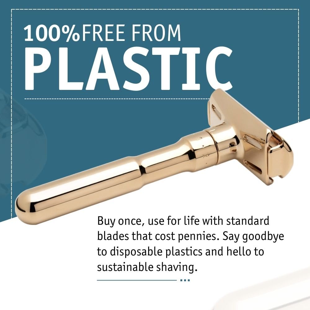 Merkur Futur - Cuchilla de afeitar ajustable de doble filo, MK-702003, Dorado (Gold Plated)