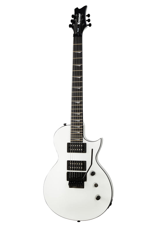 Kramer Assault 220 Guitarra eléctrica, Floyd Rose Tremolo, blanco alpino con encuadernación negra e incrustaciones perlado, FR Black Hdwe