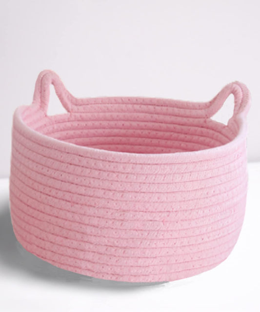 Cafshion - Cesta pequeña para orejas de gato, organizador de cuerda de algodón tela con asas, cubeta decorativo para guardería y caja para bebé, almacenamiento de juguetes para mascotas