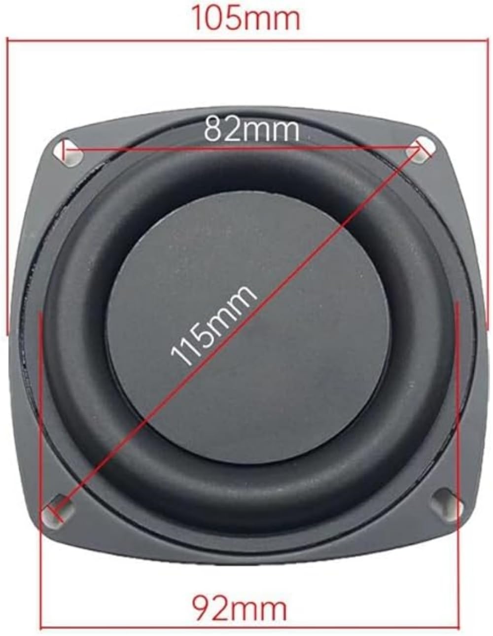 Película de radiador pasivo para subwoofer, membrana de altavoz de graves de 4 pulgadas, paquete de 2, reparación de altavoces de bricolaje (cuadrado)