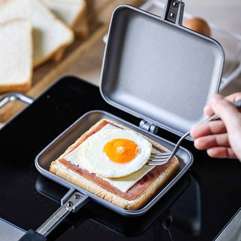 Henoot Sartén de doble cara, sándwich maker multifunción de aluminio de doble cara, sandwichera con asas, antiadherente, sartén para tostadas, cake tostadas