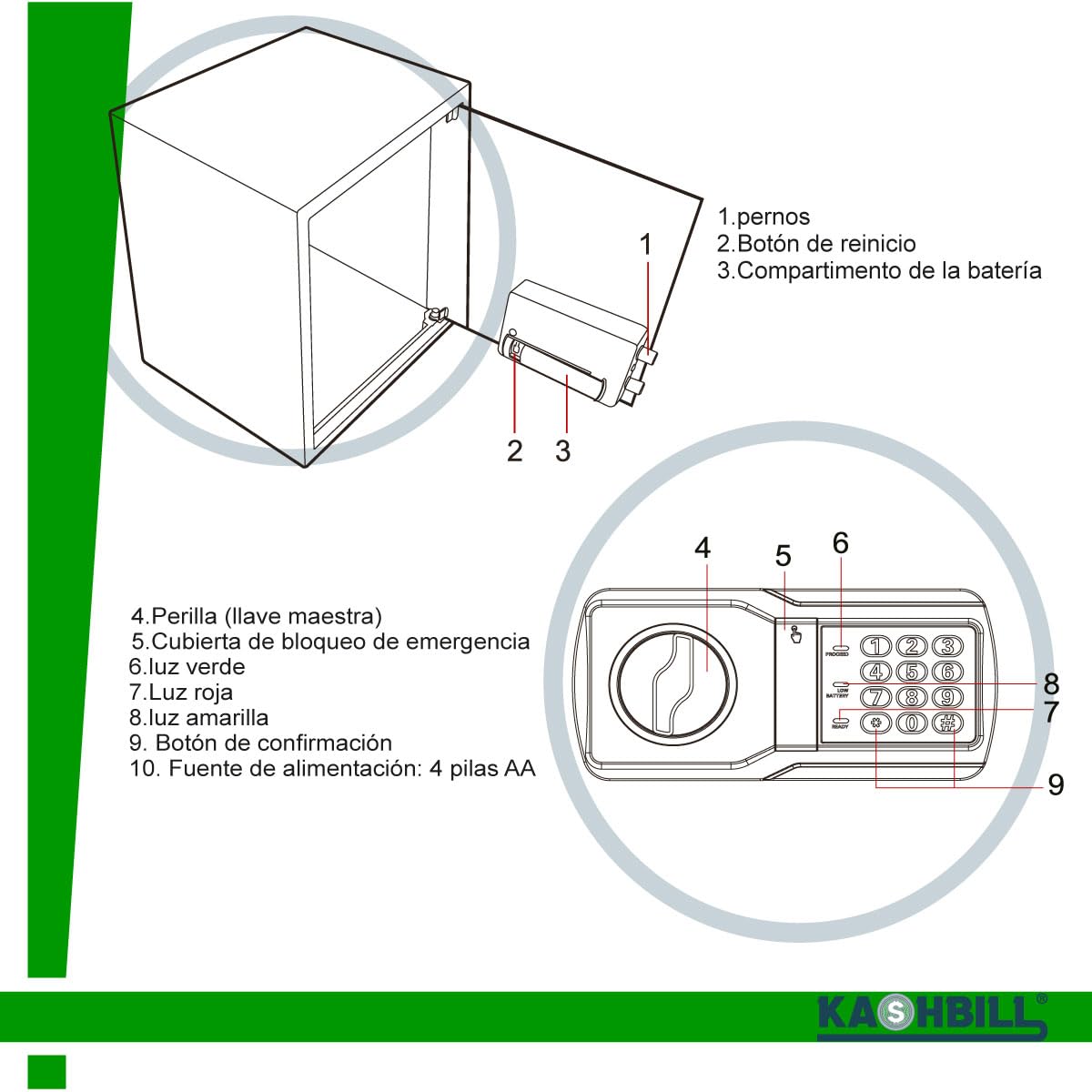 Caja Fuerte Digital Grande 50x35x31 cm modelo CF05 con Cierre Electrónico y Llave de Emergencia, Ideal para Hogar u Oficina