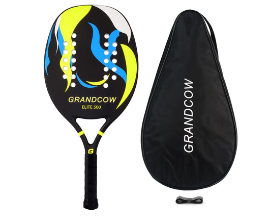 GRANDCOW Pala de tenis de playa de fibra de carbono con núcleo de espuma viscoelástica EVA (negro)