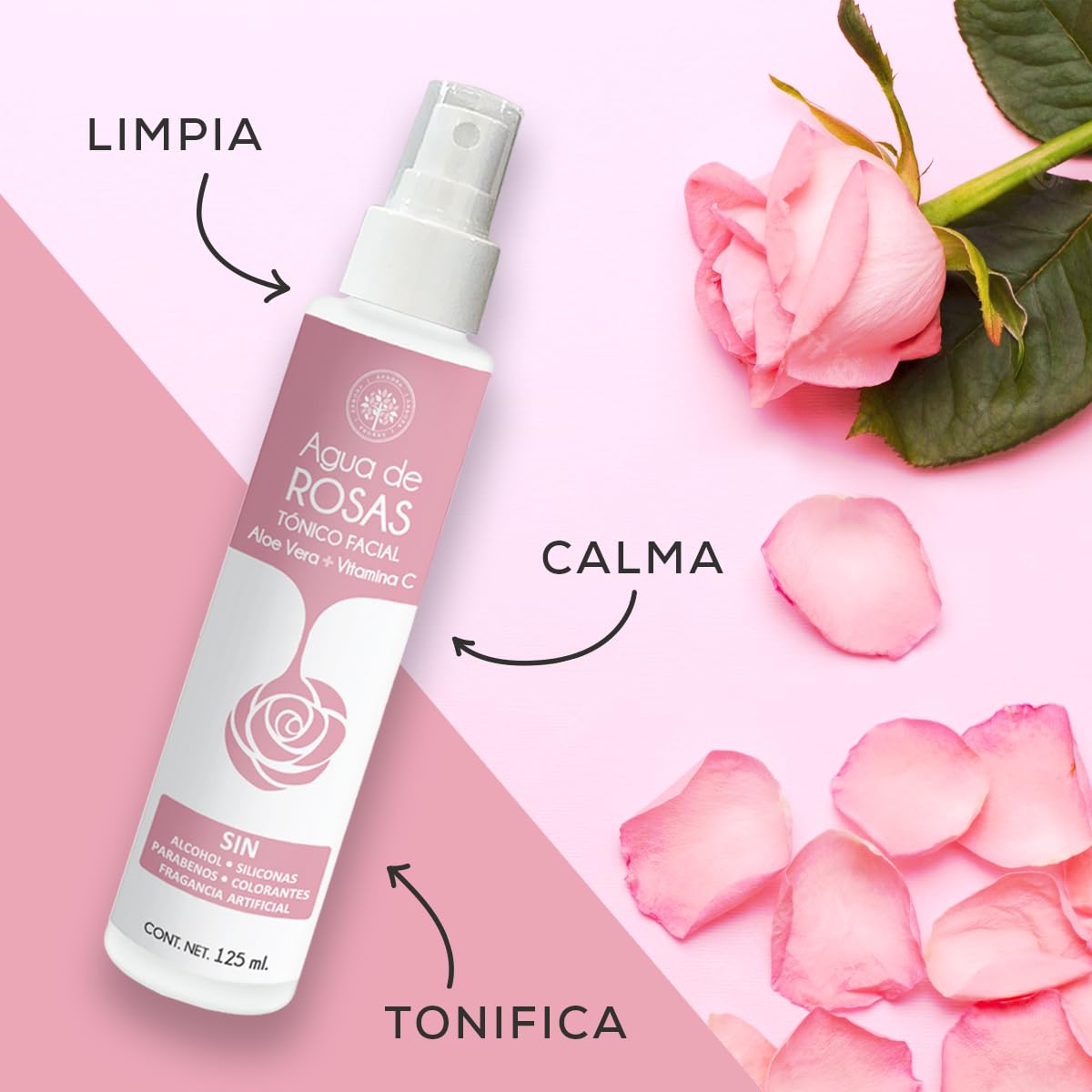 Árbora Aceite de Rosa Mosqueta y Agua de Rosas anti-edad atenúa estrías.