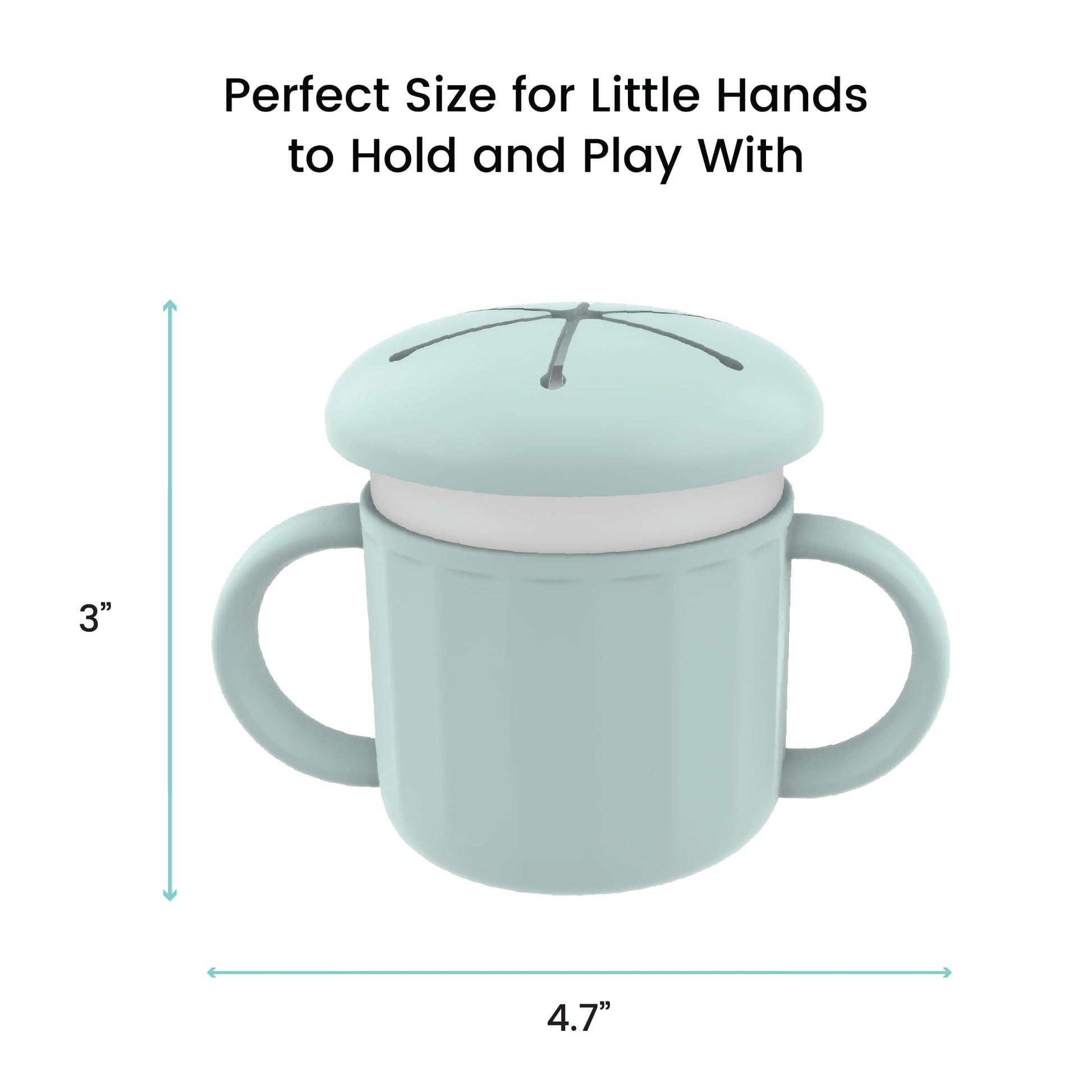 Lulyboo - Taza de aperitivos de acero inoxidable con asas resistente a derrames para niños pequeños