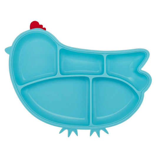 Innobaby Din Din Smart - Plato de silicona para pollo, diseño de niños, Azul