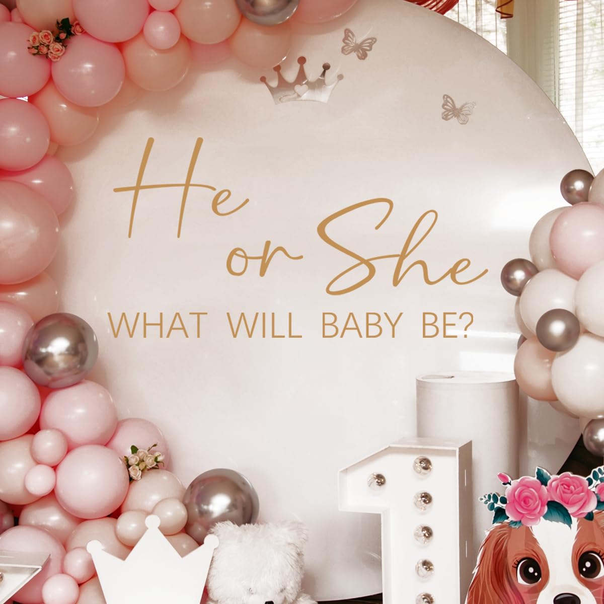 He or She Baby - Calcomanías de pared para revelar género – Calcomanías de vinilo para telón de fondo de fiesta