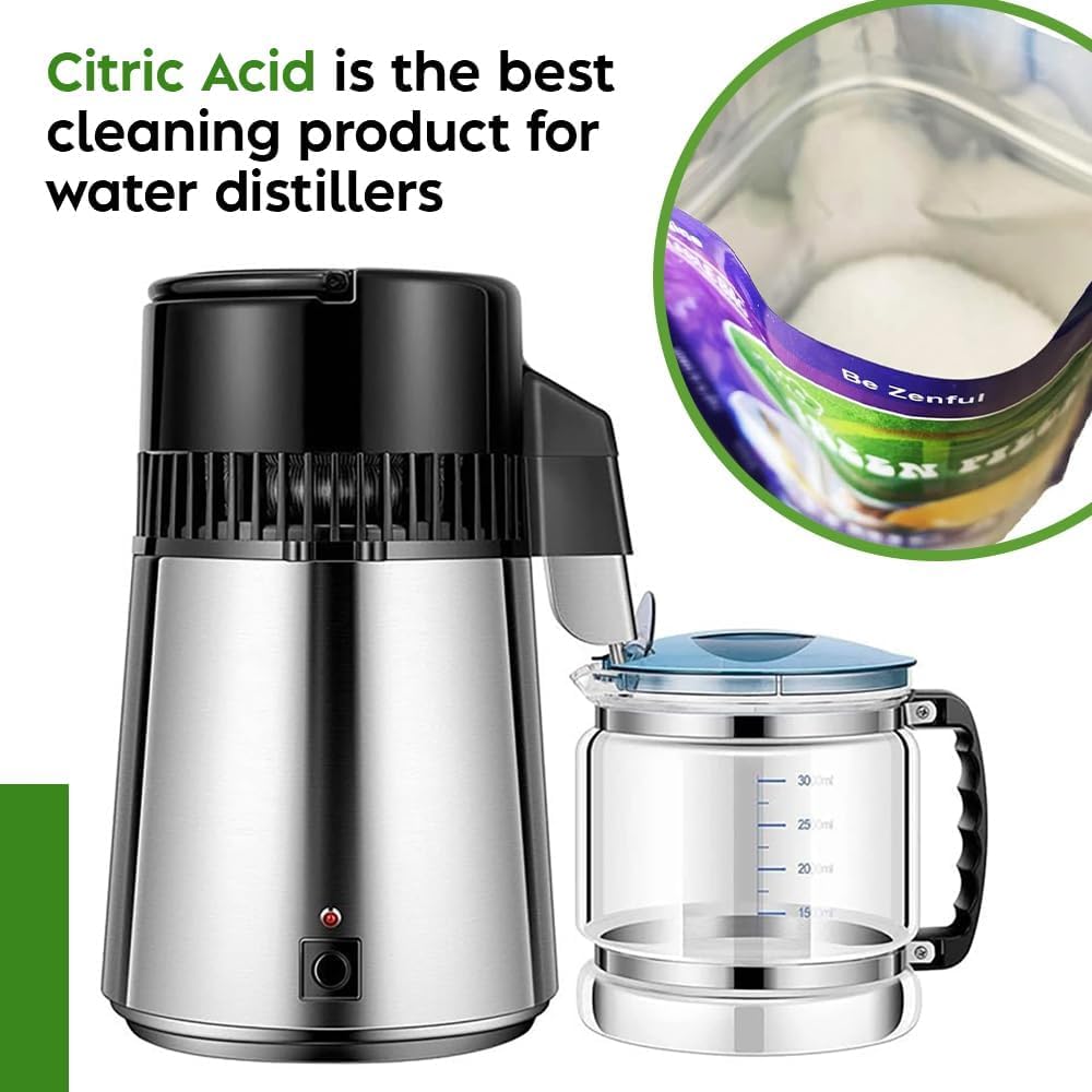 Green Piece® - Paquete de 12 filtros de destilador con 16 onzas de ácido cítrico (fabricado en Estados Unidos) - Destilador de agua perfecto para limpiar (12 unidades con ácido cítrico)