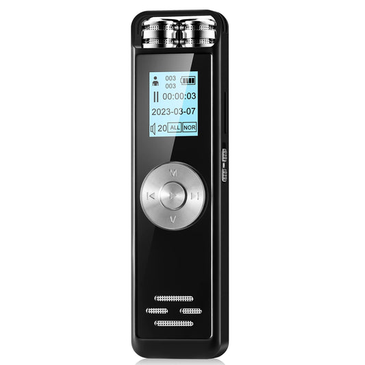 Grabadora de Voz, Grabadora Recargable Portátil con Memoria Interna de 8GB, Reproductor de MP3 con Función Altavoz, Grabadora de Voz Digital Inteligente para Reuniones, Entrevistas, Admite hasta 128GB