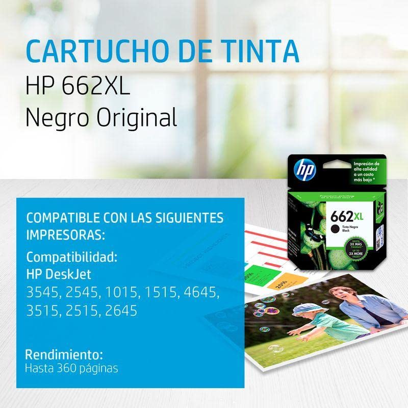 Combo de Cartuchos de Tinta HP 662XL Negro y Tricolor Alta Capacidad