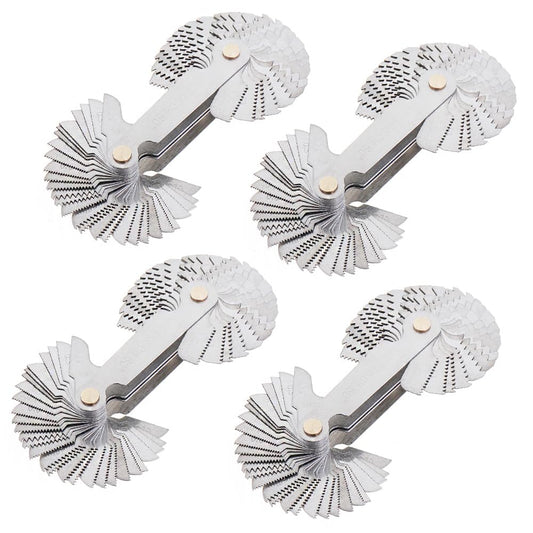 ChgImposs - Calibre de tornillo métrico e imperial y estadounidense, 4 unidades, SAE Whitworth de 55 grados y métrico de 60 grados y EE. UU