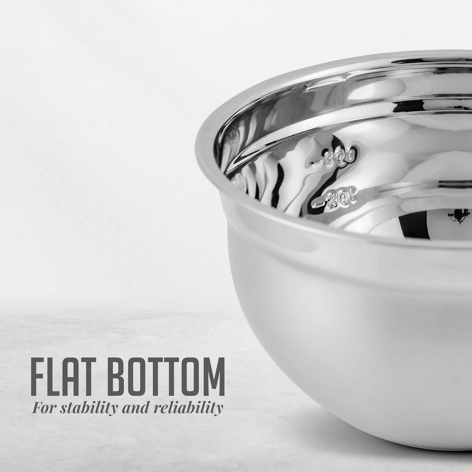 Juego de Cuencos de Acero Inoxidable Ovente Plateado con Tapa y Marcas de Medición para Cocina