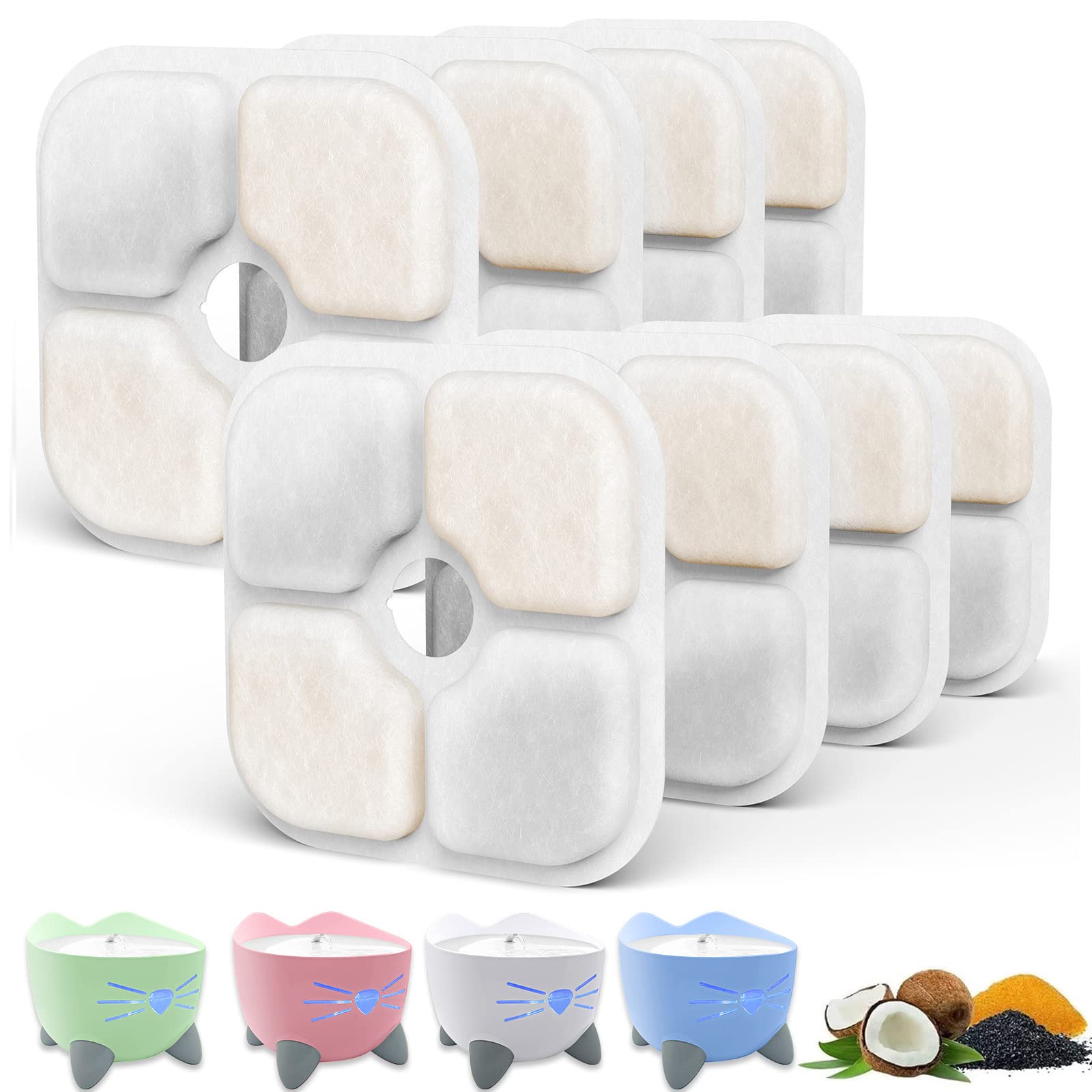 Filtros de Fuente de Agua Samaneja Blanco Compatibles con Cat it Pixi Paquete de 8 Reemplazo de Triple Filtración para Gatos