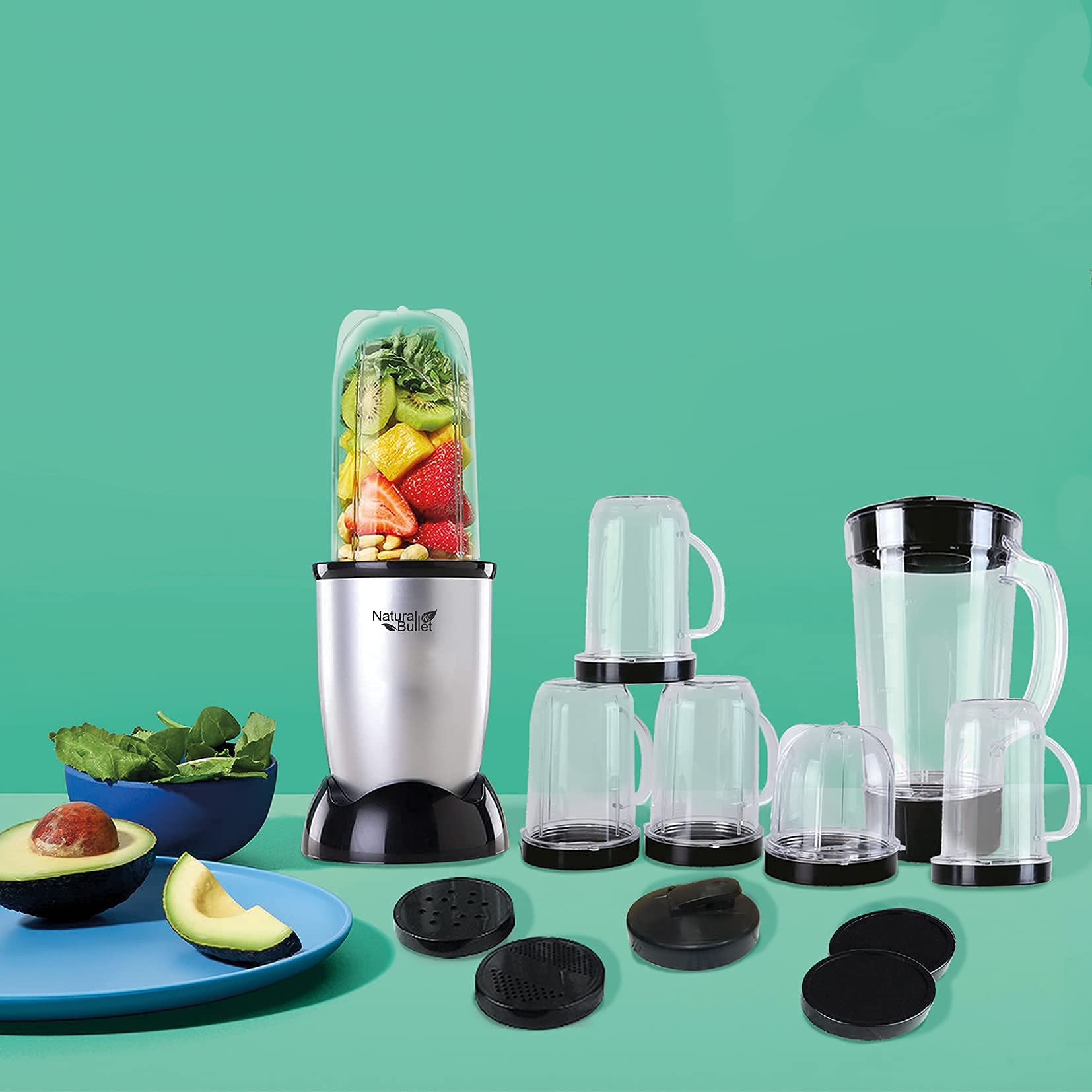 Licuadora Procesador/Pulverizador de Alimentos Bull 250w en pocos minutos Professional Blender | Libre BPA | Cuchillas Desmontables Acero Inoxidable Practico