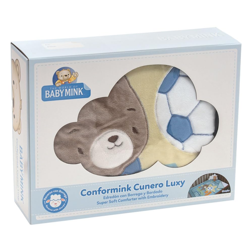 Baby Mink Edredón para Bebé con Borrega, Cobertor Suave y Cálido para Descanso (Azul)