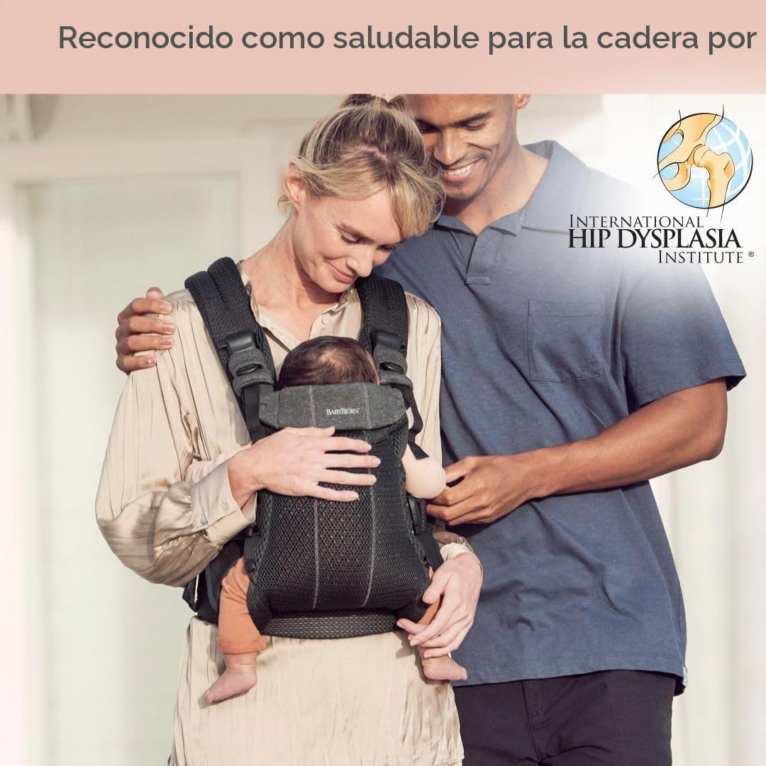 BabyBjörn Canguro Portabebé Harmony, Malla 3D, Negro | Ergonómico, para recién nacidos hasta los 3 años (3.2–15 kg), 4 posiciones, posición de piernas ajustable, suave y cómodo