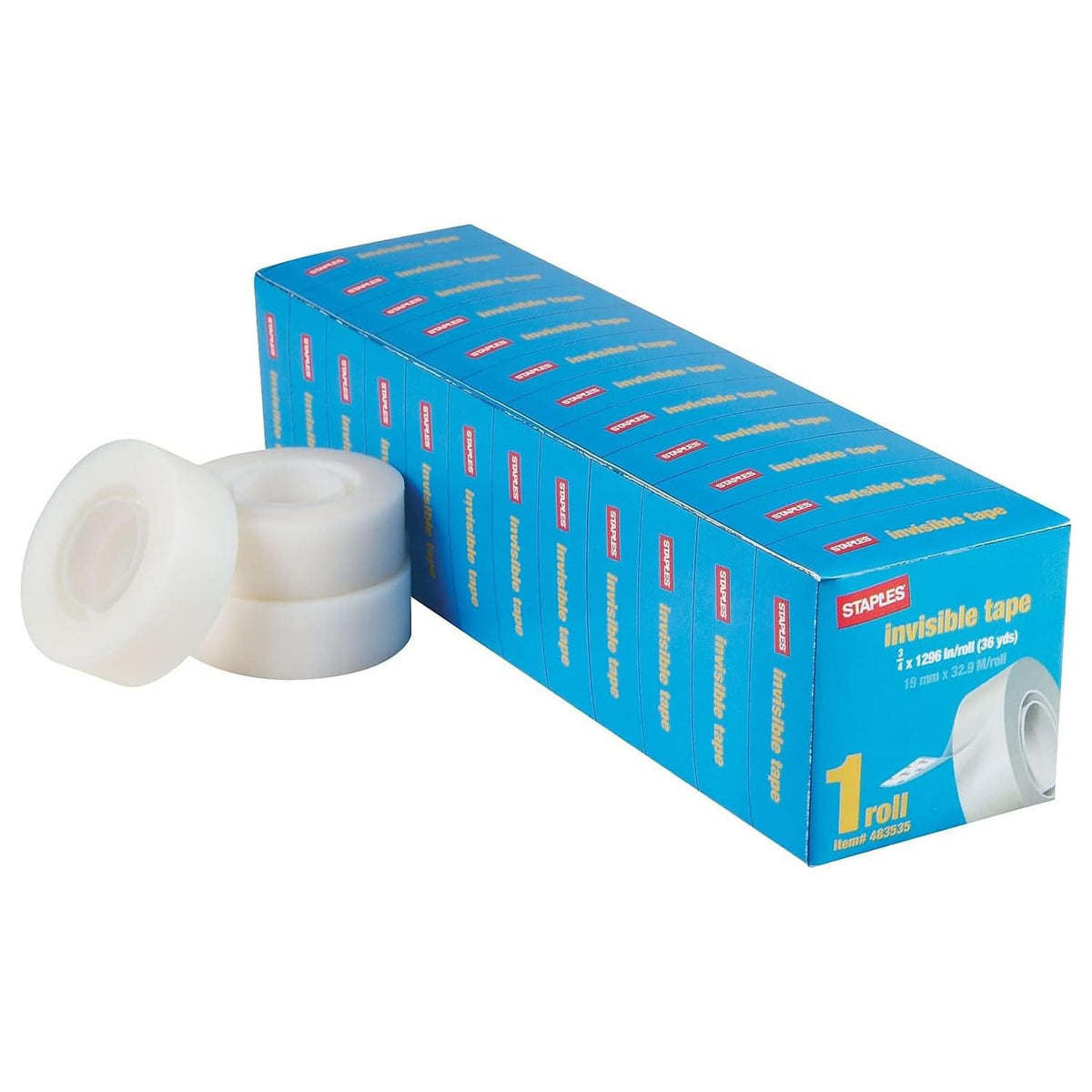 Cinta Transparente Invisible Staples Fácil de Pegar 36 Yardas 12 Rollos