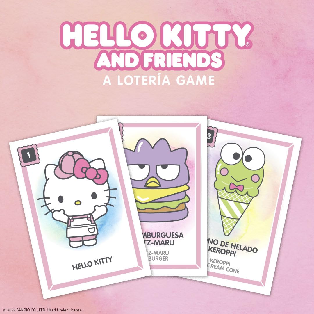 Juego de Lotería Tradicional USAopoly Hello Kitty y Amigos con Ilustraciones Personalizadas e Inspiración en la Cultura Mexicana