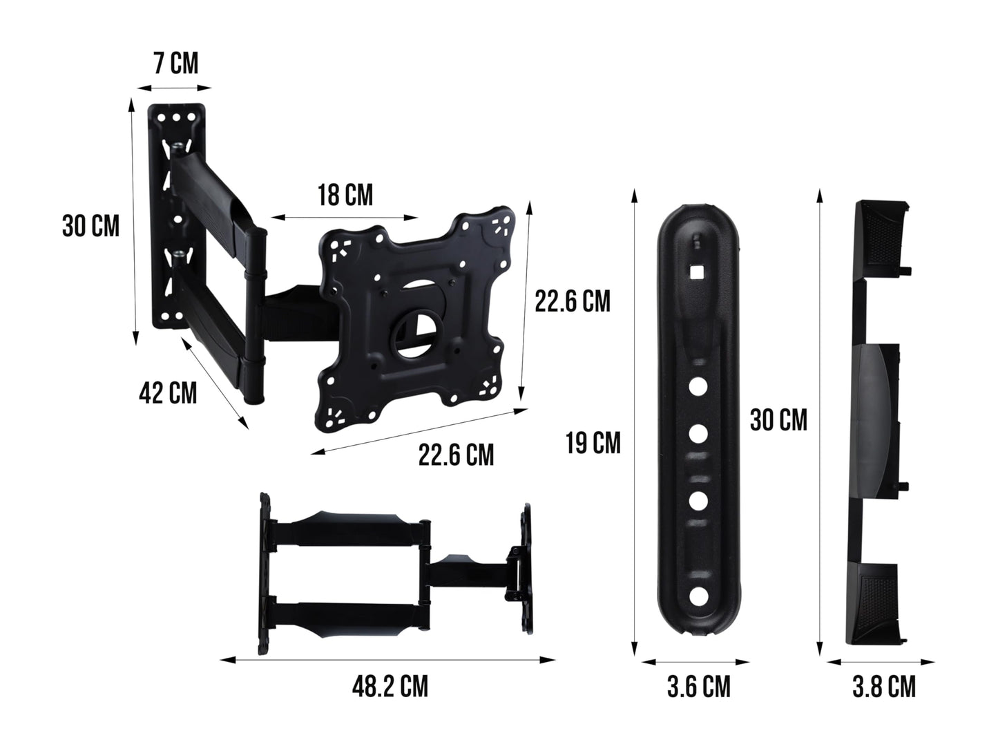 CONTROL EXPERT Soporte para TV Monitor Pantallas de 32 a 60 Pulgadas Brazo Articulado Movible de Pared Soporta hasta 32 Kg 400x400mm