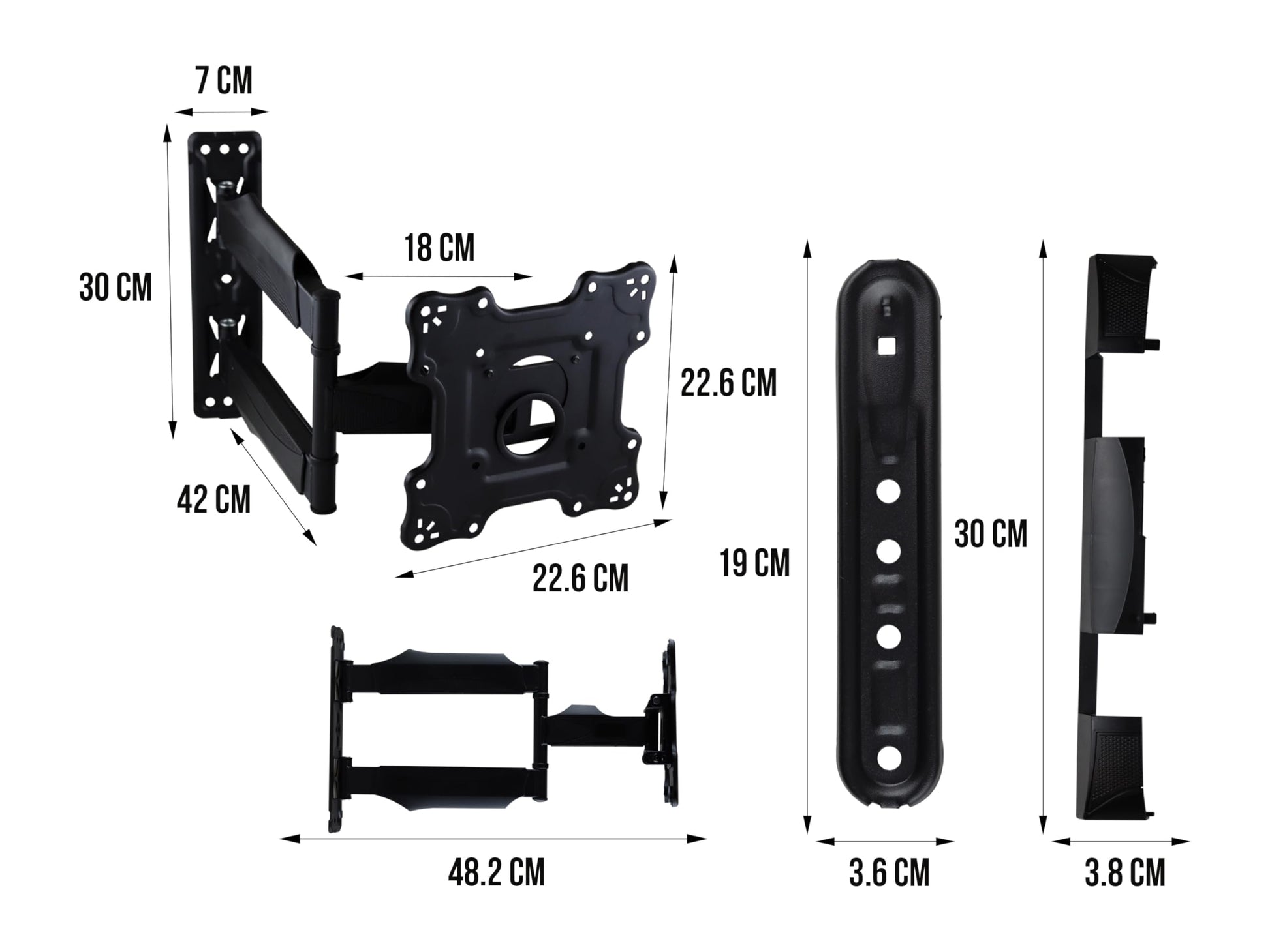 CONTROL EXPERT Soporte para TV Monitor Pantallas de 32 a 60 Pulgadas Brazo Articulado Movible de Pared Soporta hasta 32 Kg 400x400mm