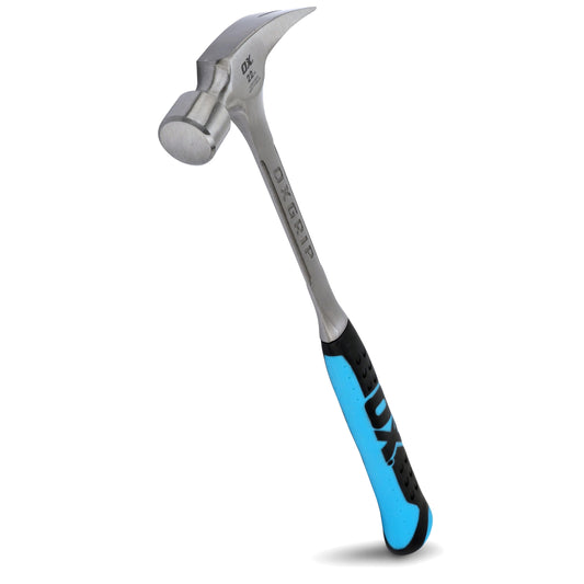 Martillo Ox Tools 22 Onzas Cara Lisa Mango Largo con Reducción de Golpes Garra Recta Agarre Antideslizante