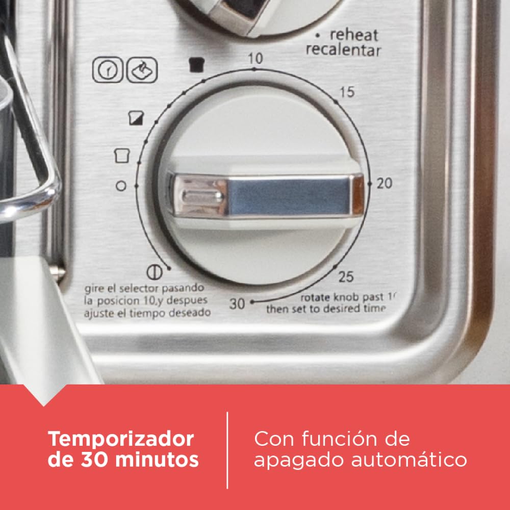 Black+Decker Horno tostador de 4 rebanadas, TO4130-1SDLA con tecnologia Eventoast para un tostado uniforme, 5 Funciones de cocción, 1150 Watts