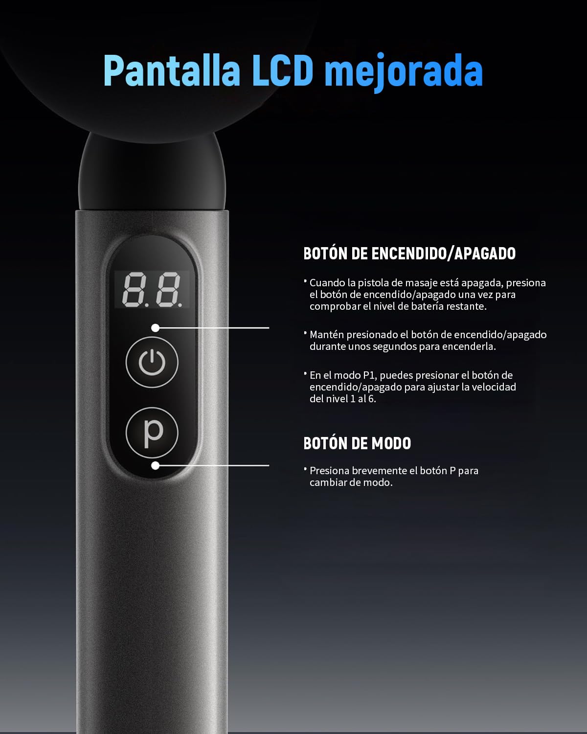 Masajeador de Espalda, Pistola de Masaje Muscular Portátil, Mini Pistola Masajeadora Muscular, Ajustable para Masaje de Tejido Profundo, Massage Gun para Fisioterapia y Relajación Muscular