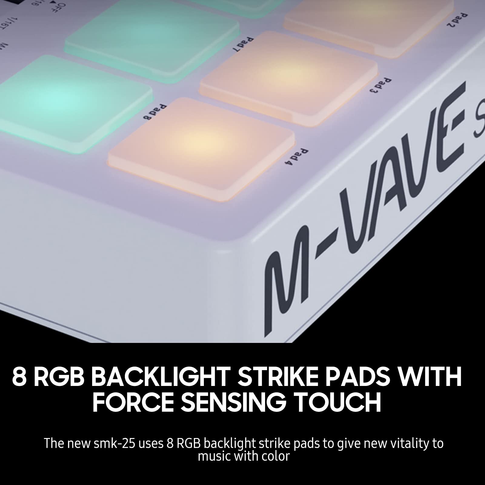 Laurio Teclado de Control Midi de 25 Teclas Mini Teclado USB portátil Controlador Midi con 25 Teclas sensibles a la Velocidad 8 Almohadillas retroiluminadas RGB 8 perillas