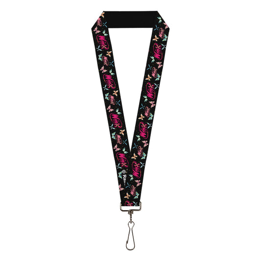 Buckle-Down Cordón para el cuello del Club Winx, logotipo del Club Winx, mariposas multicolor, elástico