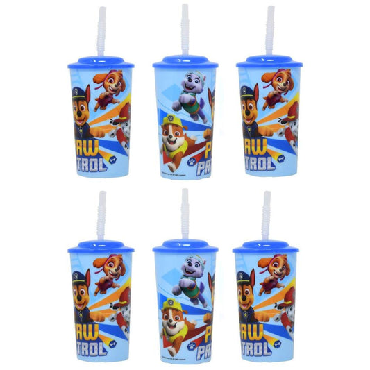 Vasos Deportivos Paw Patrol 16 Onzas Reutilizables con Tapas y Pajitas Paquete 6
