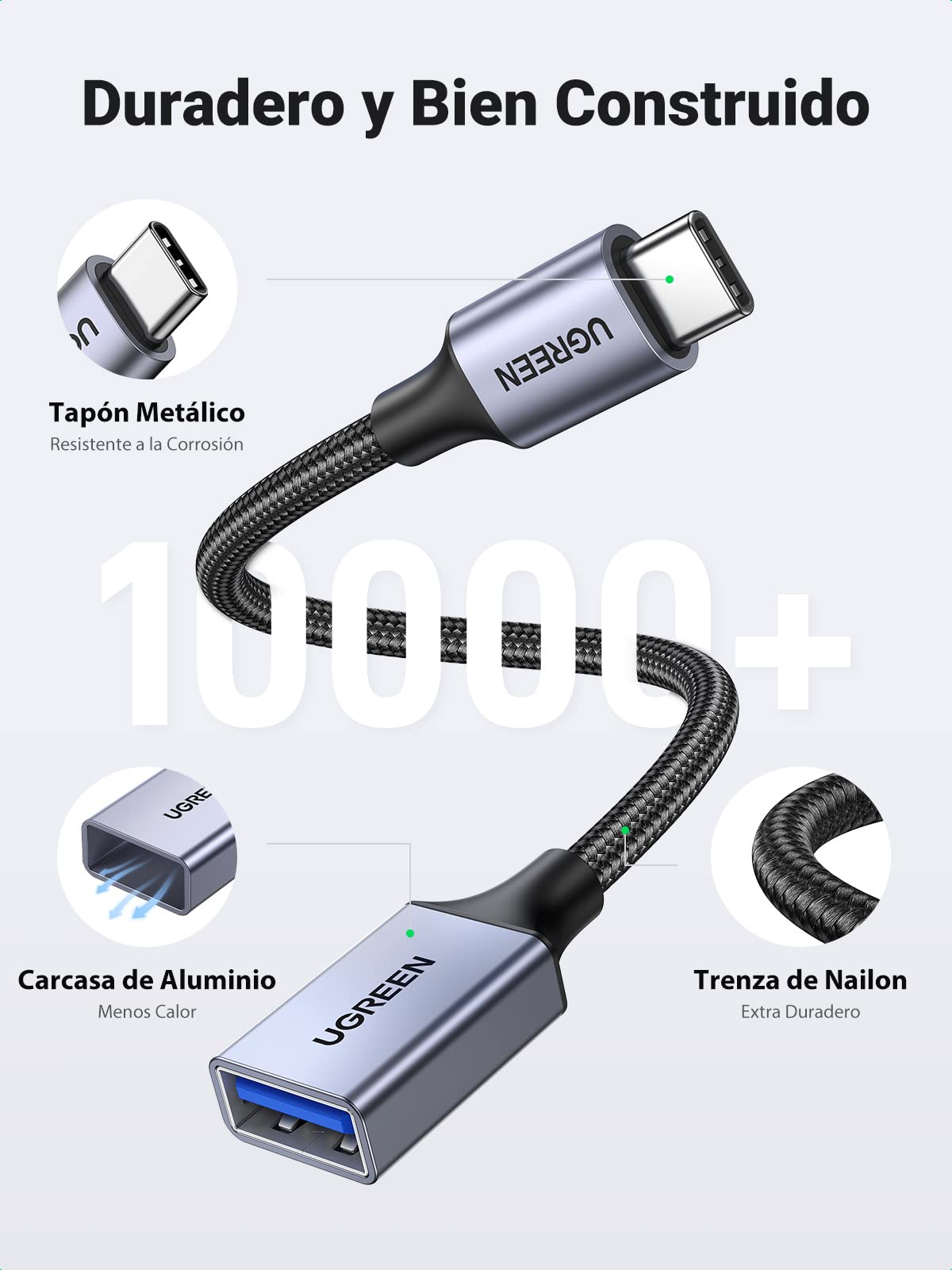 Adaptador USB C UGREEN Negro Compatible con Thunderbolt 3 3.0