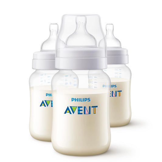 Biberón Philips Avent Anti-colic Azul con Válvula Anticólicos 9 oz Flujo Lento 3 pzs