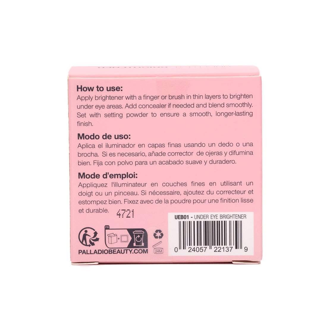 Palladio Under Eye Brightener, Conceal & Brighten Dark Circles, With Caffeine Peptides & Vitamin E, Brightens Dull, Tired Skin Color Correcting Brightener & Primer Reduces Appearance of Dark Circles