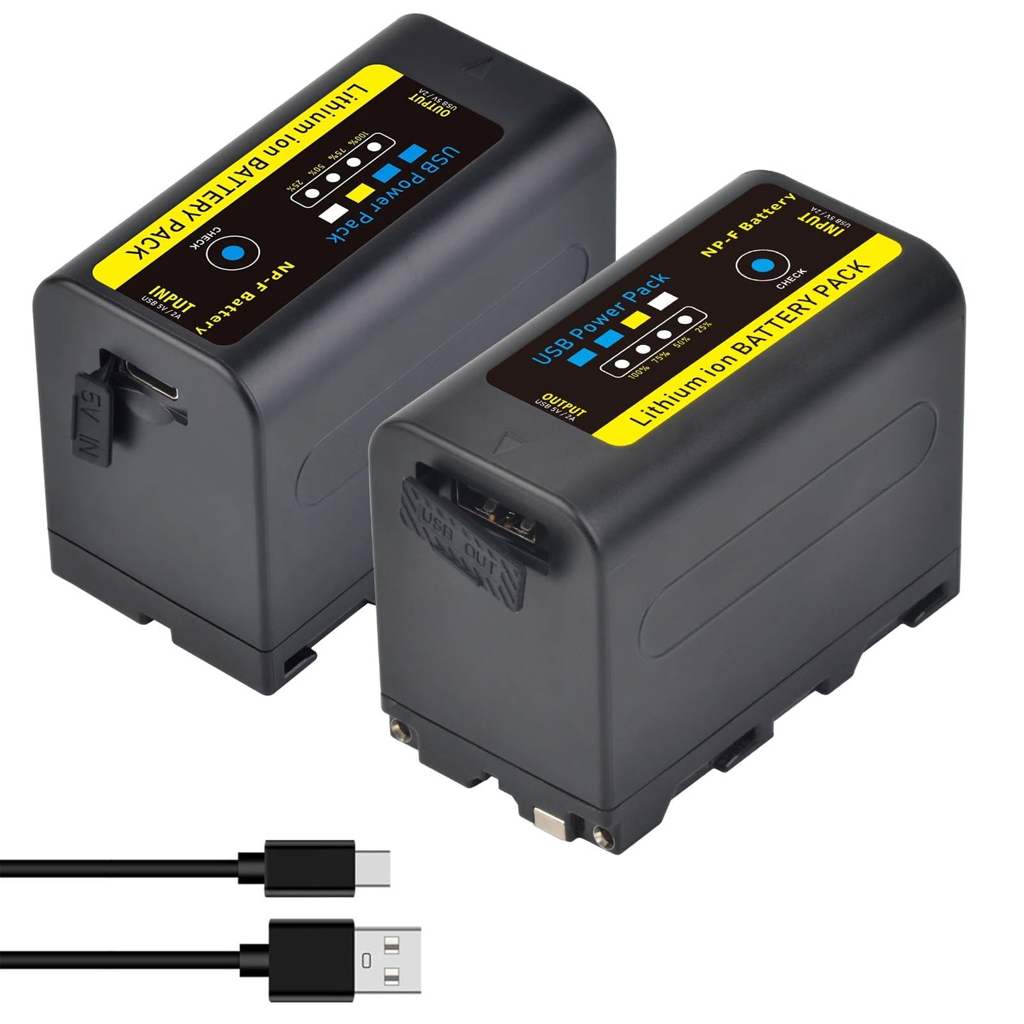 Paquete de 2 Baterías Tectra NP-F750 Sony Negro con Cable Micro USB