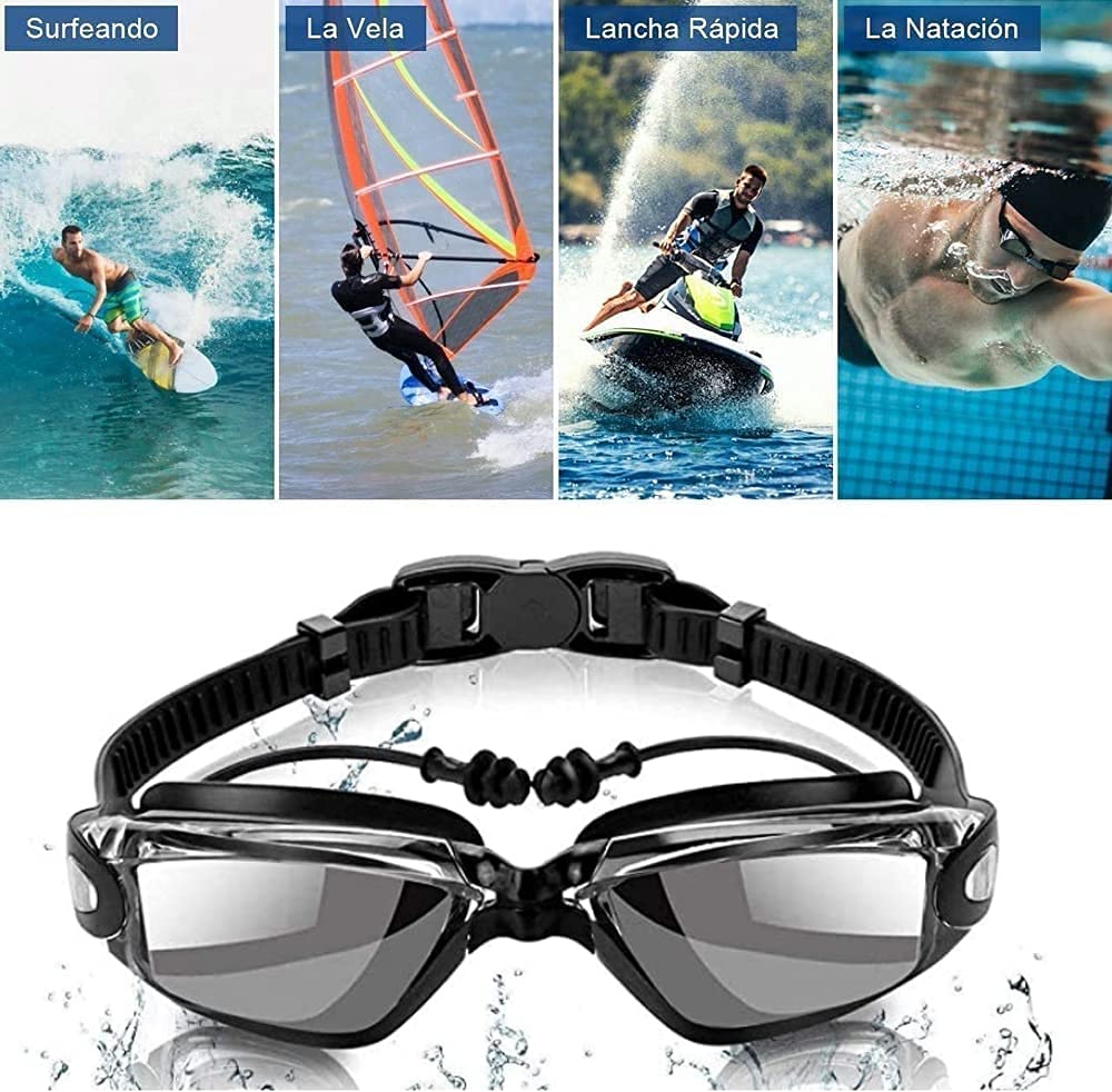 Gafas de Natación para Adultos y Niños Antivaho Protección UV Sin Fugas 6 en 1 con Clip Nasal