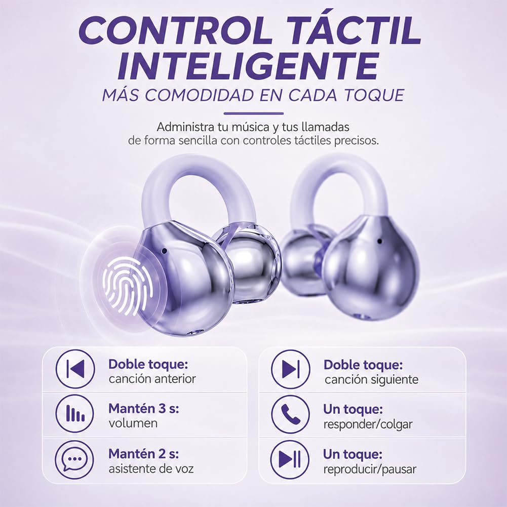 Audífonos Inalámbricos JKJTMI Bluetooth 5.4 Blancos con Pantalla LED para Correr y Hacer Ejercicio