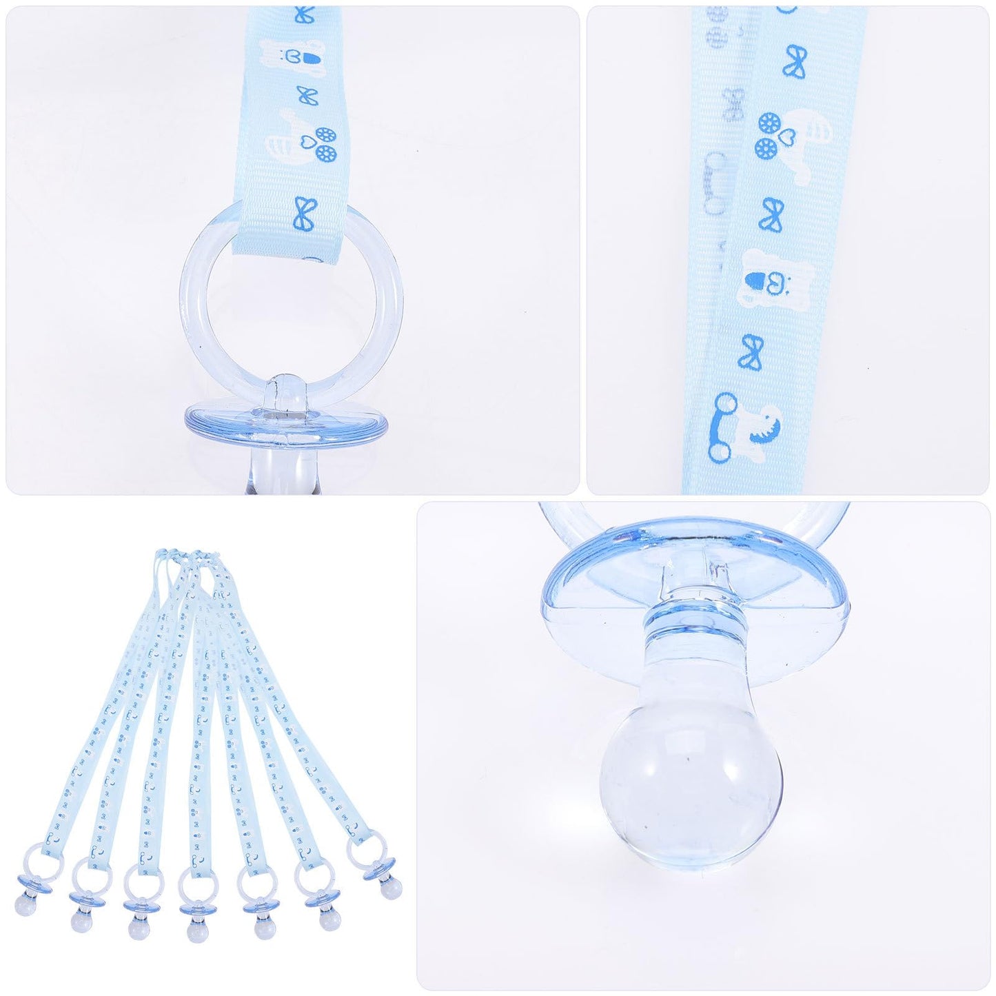 Gadpiparty Regalos De Niña 20Pcs Baby Shower Chupetes Acrílico Chupete Fiesta Favores Encanto Chupete Collares Chupetes De Plástico Para Niñas Niños Baby Shower Fiesta Decoraciones, Azul