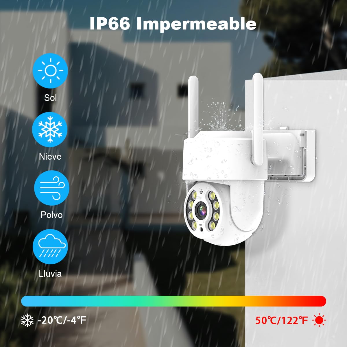 Cámara de Seguridad EASYTAO Exterior WiFi 2.5K 4MP con Visión Nocturna y Audio Bidireccional