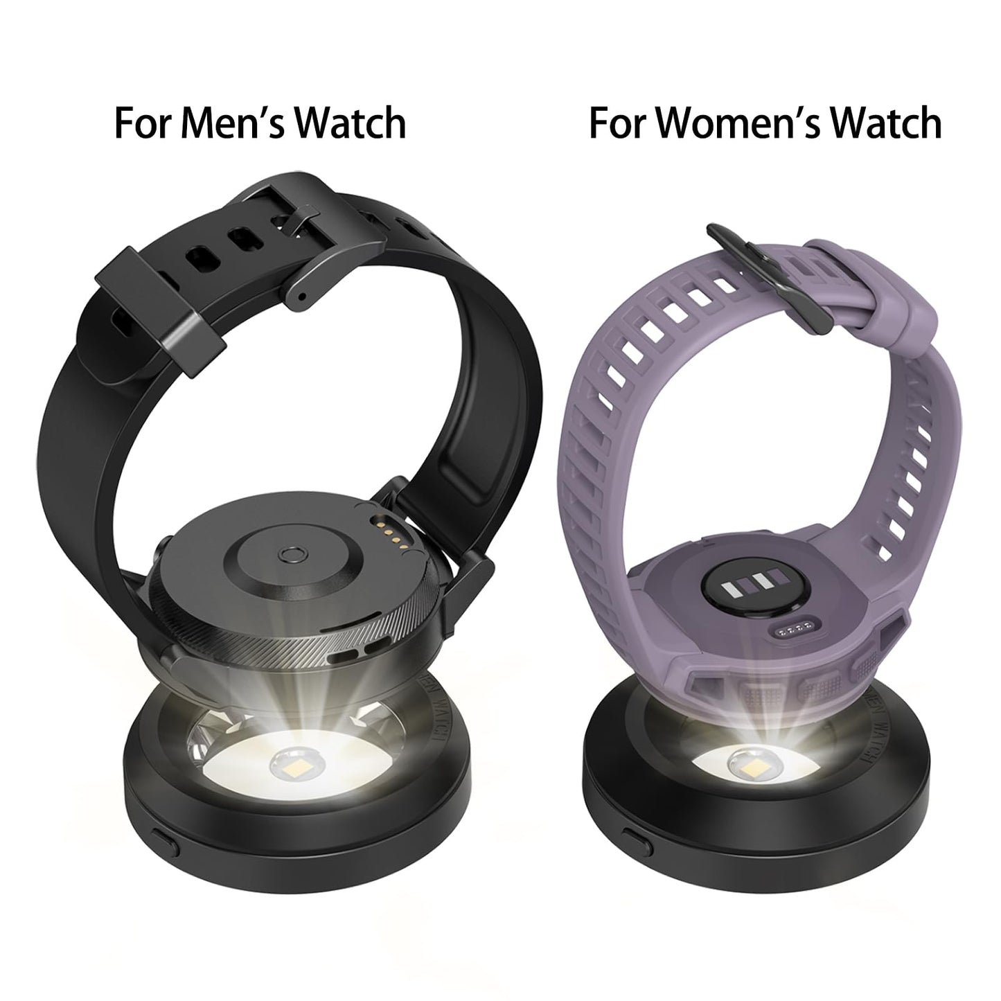 Reloj solar con cargador rápido, base de metal, 9 horas de apagado, disipación de calor rápida, cargador portátil de energía solar, adecuado para Casio/Citizen/Seiko/Garmin Rounkin (negro)