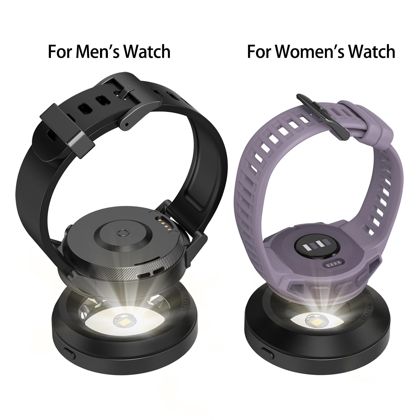 Reloj solar con cargador rápido, base de metal, 9 horas de apagado, disipación de calor rápida, cargador portátil de energía solar, adecuado para Casio/Citizen/Seiko/Garmin Rounkin (negro)