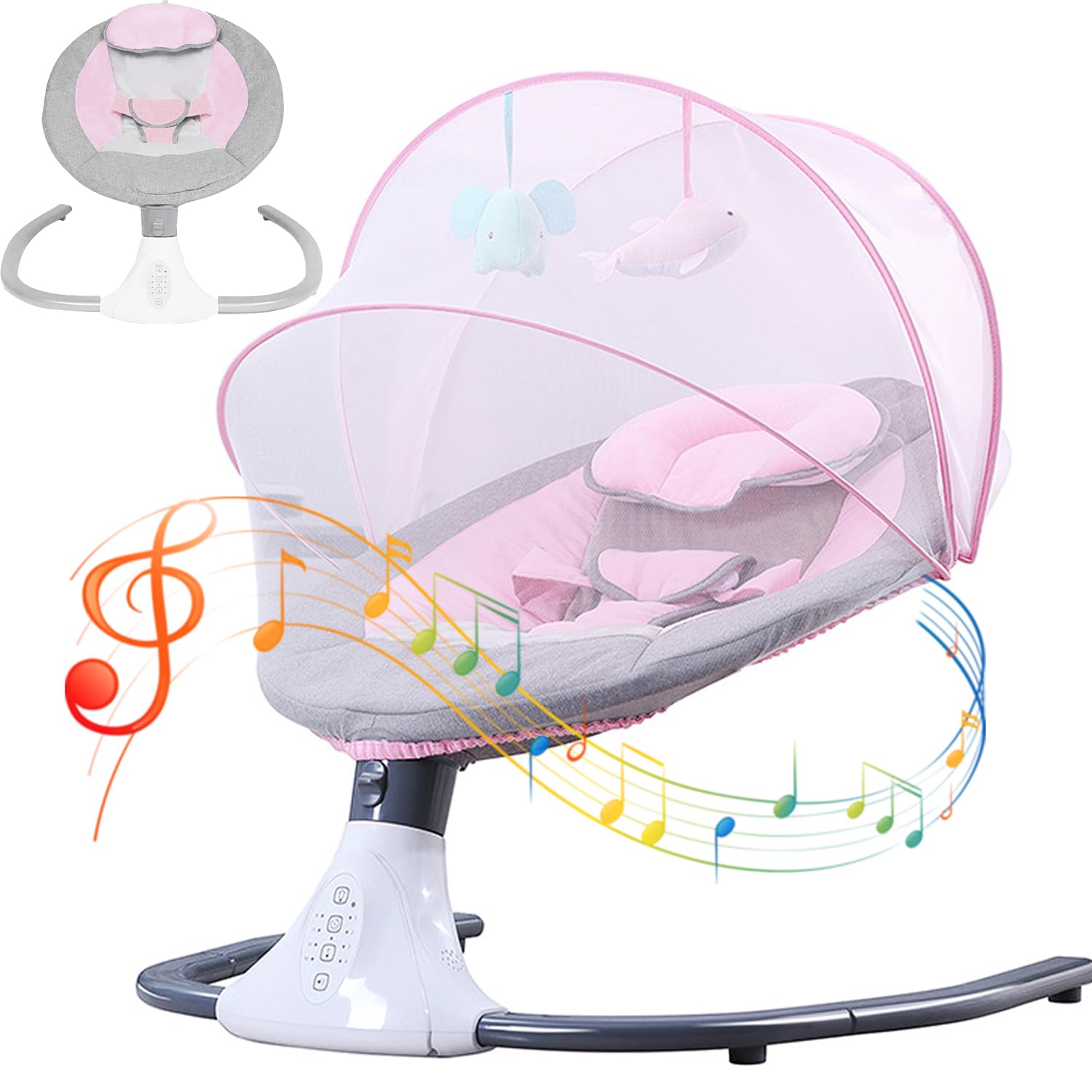 Mecedora Eléctrica AMIARYA Rosa con Mando a Distancia y Bluetooth para Bebé