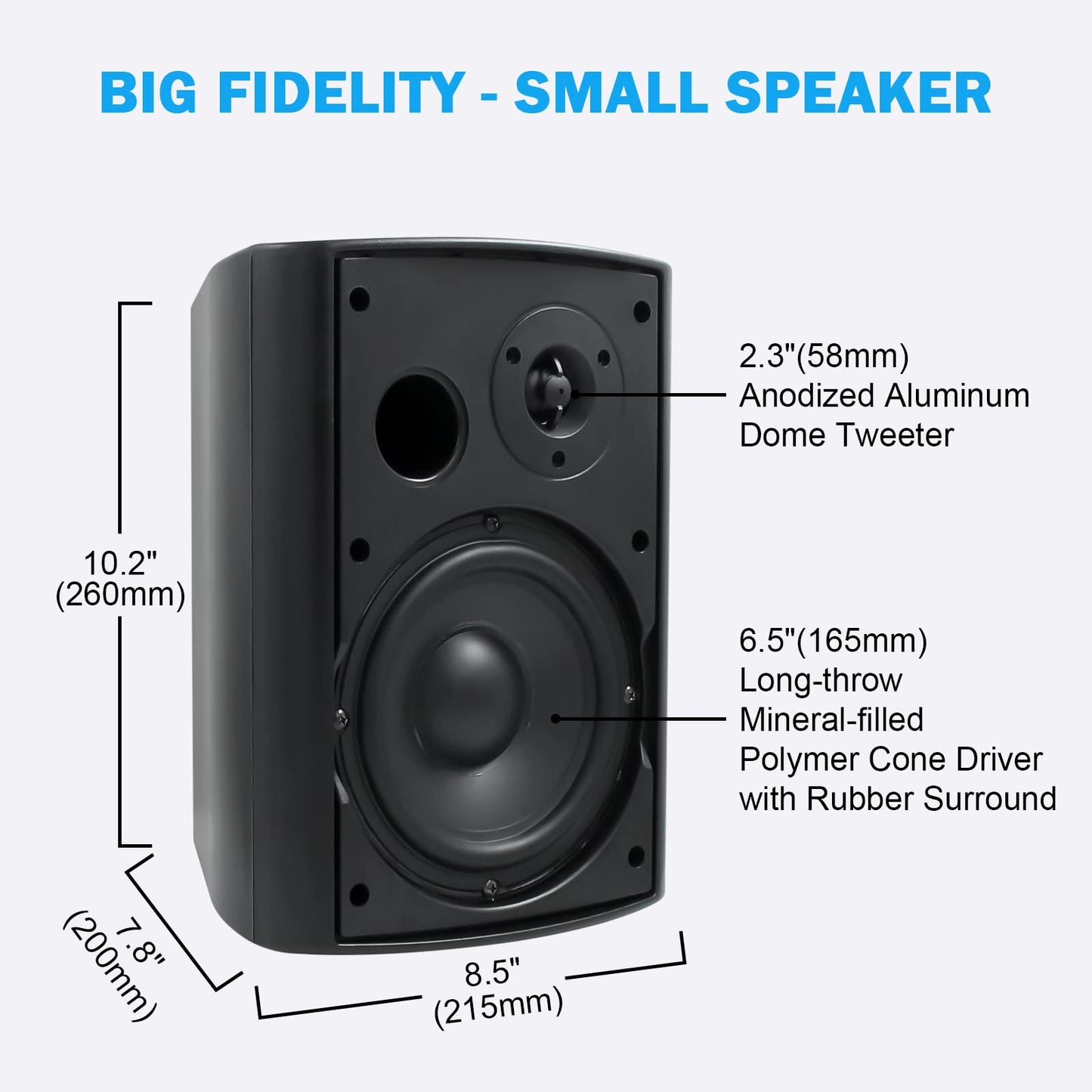 Herdio Bocinas para Exterior,6.5 Pulgadas 400W Altavoces para Exteriores, Resistente al Agua, Adecuado para el hogar, Patio, Terraza,Patio Trasero，Durabilidad en Todo Tipo de Clima (Negros)