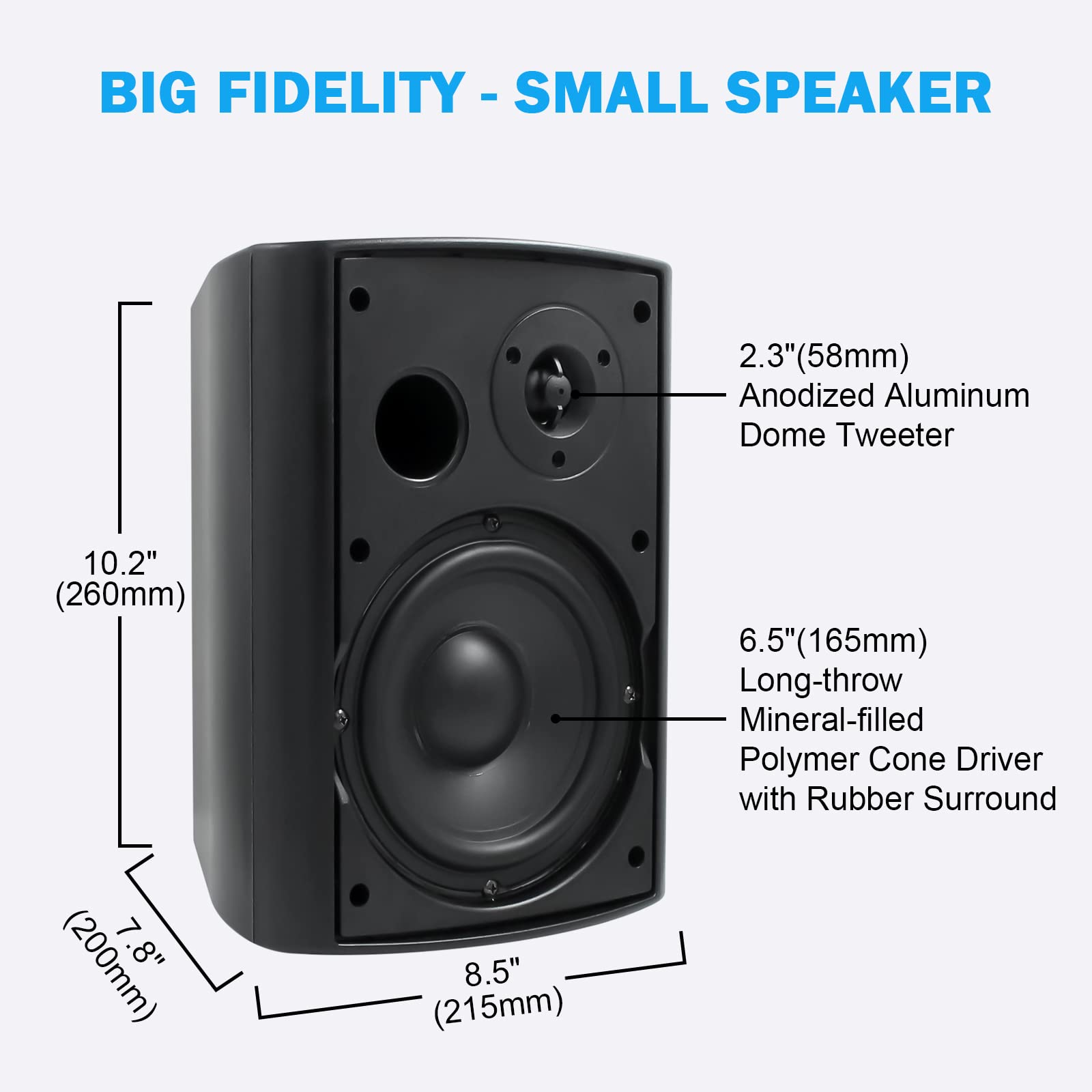 Herdio Bocinas para Exterior,6.5 Pulgadas 400W Altavoces para Exteriores, Resistente al Agua, Adecuado para el hogar, Patio, Terraza,Patio Trasero，Durabilidad en Todo Tipo de Clima (Negros)